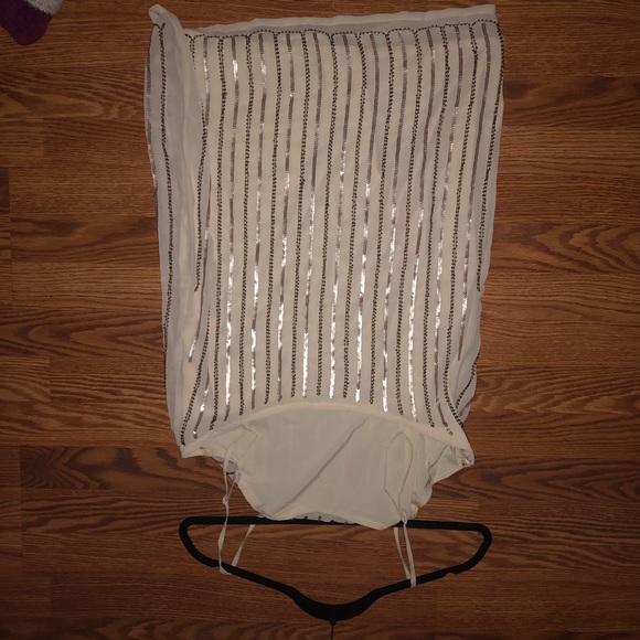 Beige Sequin Shift Dress - Picture 4 of 5